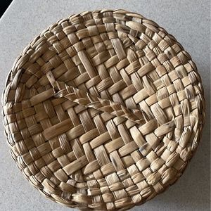 Vintage woven basket with lid